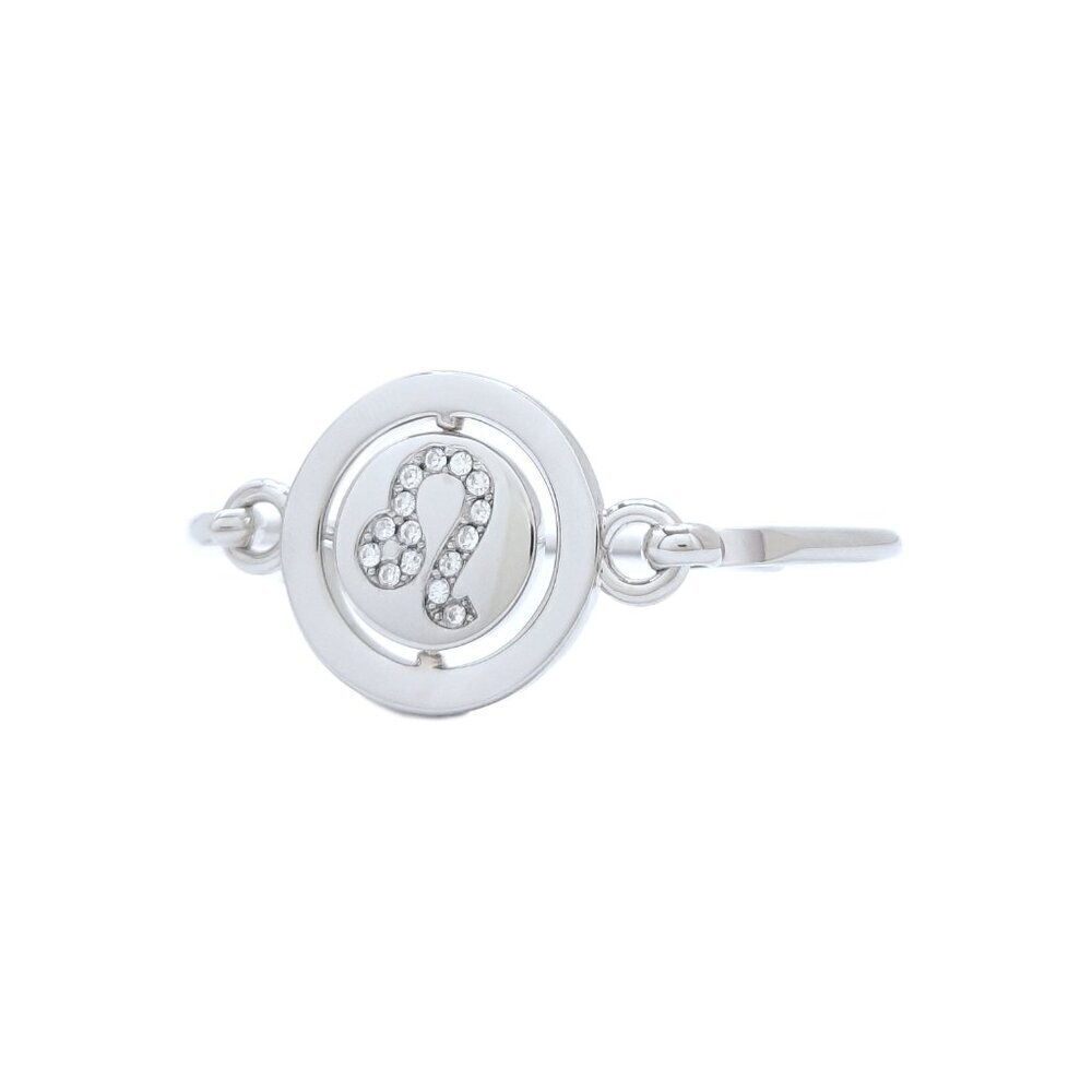 Carolee Leo Zodiac Sign Silver Tone Double Sided Charm Bangle Bracelet